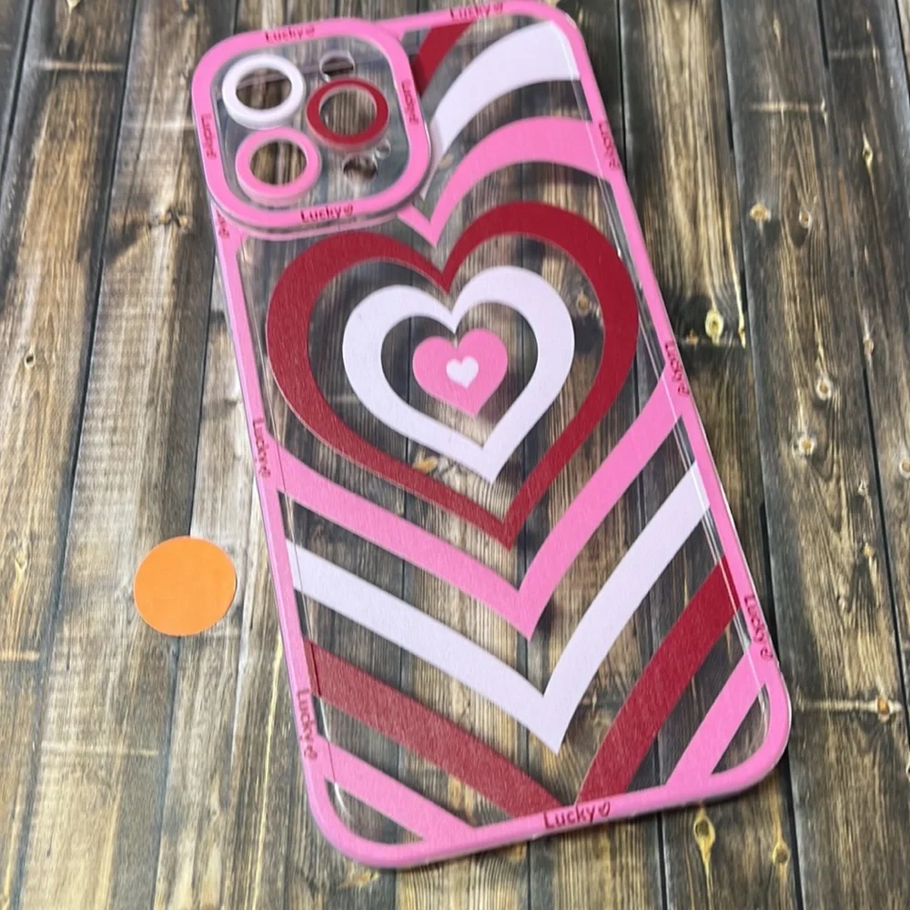 5for$10 Looped Pink Red Heart Transparent Lucky IPhone 12 Pro Max Phone Case